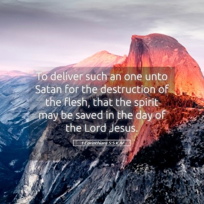 Picture 05 - 1 Corinthians 5:5 KJV - To deliver such an one unto Satan for the - Bible Verse Picture