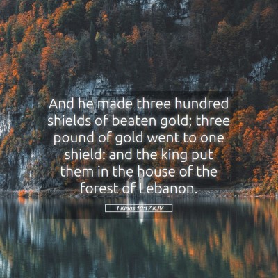 Picture 05 - 1 Kings 10:17 KJV - And he made three hundred shields of beaten gold; - Bible Verse Picture