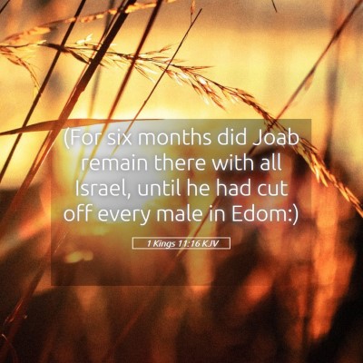 Picture 05 - 1 Kings 11:16 KJV - (For six months did Joab remain there with all - Bible Verse Picture