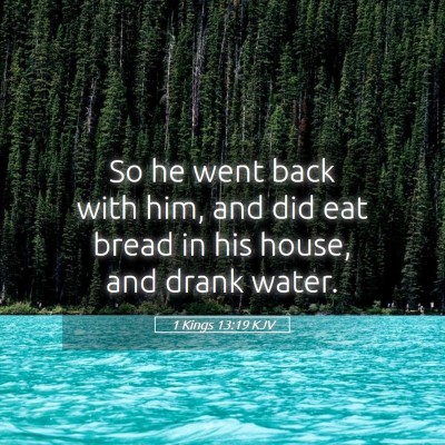 Picture 05 - 1 Kings 13:19 KJV - So he went back with him, and did eat bread in - Bible Verse Picture