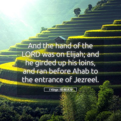Picture 05 - 1 Kings 18:46 KJV - And the hand of the LORD was on Elijah; and he - Bible Verse Picture