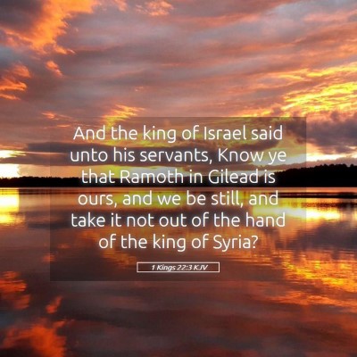 Picture 05 - 1 Kings 22:3 KJV - And the king of Israel said unto his servants, - Bible Verse Picture