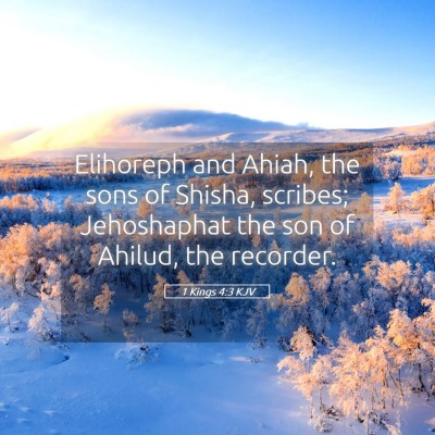Picture 05 - 1 Kings 4:3 KJV - Elihoreph and Ahiah, the sons of Shisha, scribes; - Bible Verse Picture