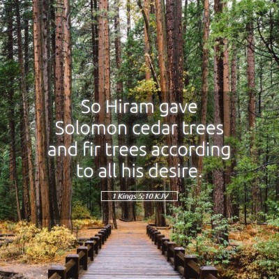 Picture 05 - 1 Kings 5:10 KJV - So Hiram gave Solomon cedar trees and fir trees - Bible Verse Picture