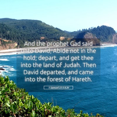 Picture 05 - 1 Samuel 22:5 KJV - And the prophet Gad said unto David, Abide not in - Bible Verse Picture