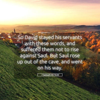 Picture 05 - 1 Samuel 24:7 KJV - So David stayed his servants with these words, - Bible Verse Picture