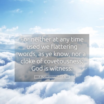 Picture 05 - 1 Thessalonians 2:5 KJV - For neither at any time used we flattering words, - Bible Verse Picture