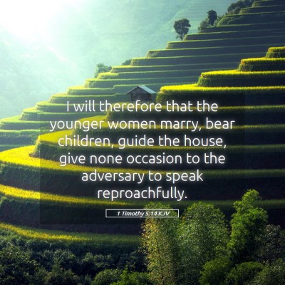 Picture 05 - 1 Timothy 5:14 KJV - I will therefore that the younger women marry, - Bible Verse Picture