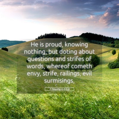 Picture 05 - 1 Timothy 6:4 KJV - He is proud, knowing nothing, but doting about - Bible Verse Picture