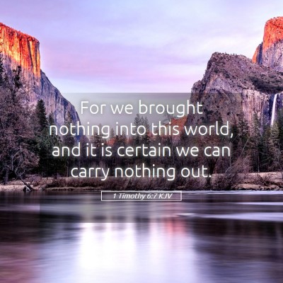 Picture 05 - 1 Timothy 6:7 KJV - For we brought nothing into this world, and it is - Bible Verse Picture