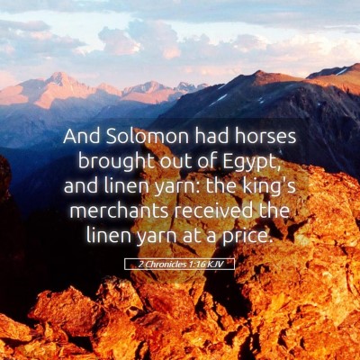 Picture 05 - 2 Chronicles 1:16 KJV - And Solomon had horses brought out of Egypt, and - Bible Verse Picture