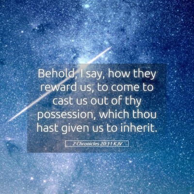 Picture 05 - 2 Chronicles 20:11 KJV - Behold, I say, how they reward us, to come to - Bible Verse Picture