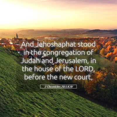 Picture 05 - 2 Chronicles 20:5 KJV - And Jehoshaphat stood in the congregation of - Bible Verse Picture