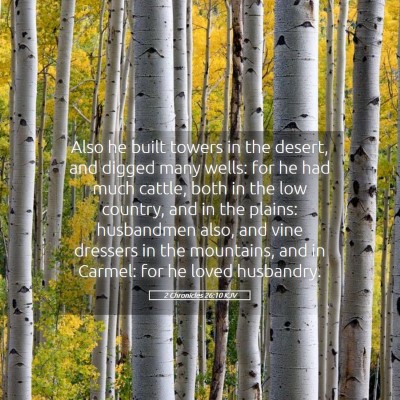 Picture 05 - 2 Chronicles 26:10 KJV - Also he built towers in the desert, and digged - Bible Verse Picture