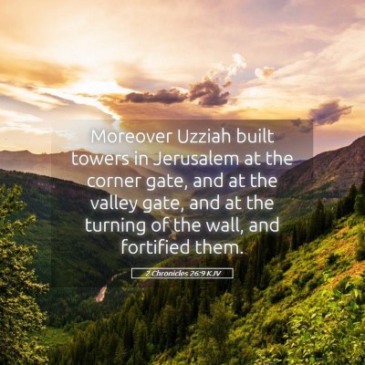 Picture 05 - 2 Chronicles 26:9 KJV - Moreover Uzziah built towers in Jerusalem at the - Bible Verse Picture