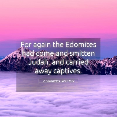 Picture 05 - 2 Chronicles 28:17 KJV - For again the Edomites had come and smitten - Bible Verse Picture