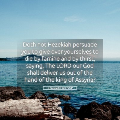Picture 05 - 2 Chronicles 32:11 KJV - Doth not Hezekiah persuade you to give over - Bible Verse Picture