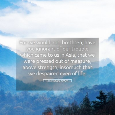 Picture 05 - 2 Corinthians 1:8 KJV - For we would not, brethren, have you ignorant of - Bible Verse Picture