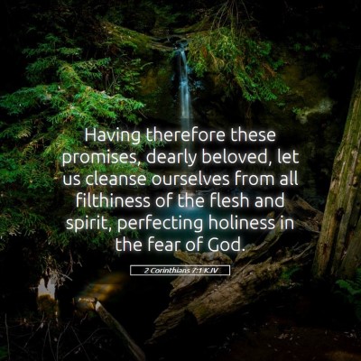 Picture 05 - 2 Corinthians 7:1 KJV - Having therefore these promises, dearly beloved, - Bible Verse Picture