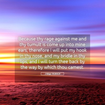 Picture 05 - 2 Kings 19:28 KJV - Because thy rage against me and thy tumult is - Bible Verse Picture