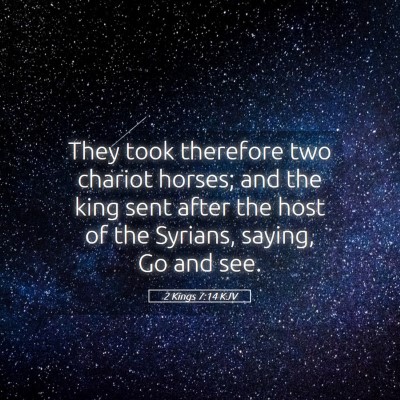 Picture 05 - 2 Kings 7:14 KJV - They took therefore two chariot horses; and the - Bible Verse Picture