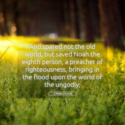 Picture 05 - 2 Peter 2:5 KJV - And spared not the old world, but saved Noah the - Bible Verse Picture