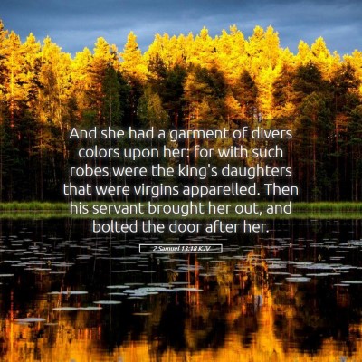Picture 05 - 2 Samuel 13:18 KJV - And she had a garment of divers colors upon her: - Bible Verse Picture