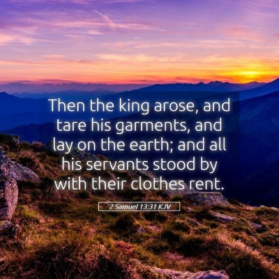 Picture 05 - 2 Samuel 13:31 KJV - Then the king arose, and tare his garments, and - Bible Verse Picture