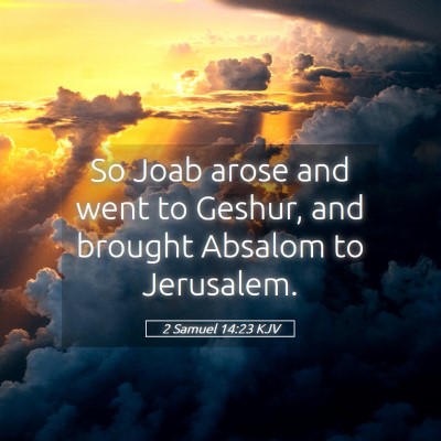 Picture 05 - 2 Samuel 14:23 KJV - So Joab arose and went to Geshur, and brought - Bible Verse Picture