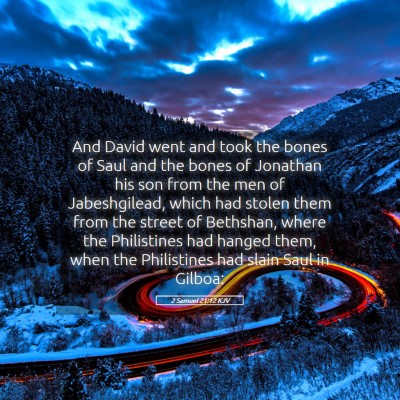 Picture 05 - 2 Samuel 21:12 KJV - And David went and took the bones of Saul and the - Bible Verse Picture