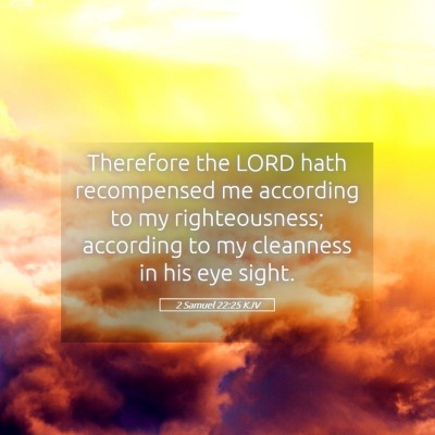 Picture 05 - 2 Samuel 22:25 KJV - Therefore the LORD hath recompensed me according - Bible Verse Picture