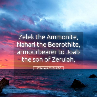Picture 05 - 2 Samuel 23:37 KJV - Zelek the Ammonite, Nahari the Beerothite, - Bible Verse Picture