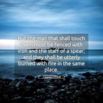 Picture 05 - 2 Samuel 23:7 KJV - But the man that shall touch them must be fenced - Bible Verse Picture