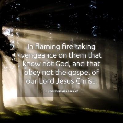 Picture 05 - 2 Thessalonians 1:8 KJV - In flaming fire taking vengeance on them that - Bible Verse Picture