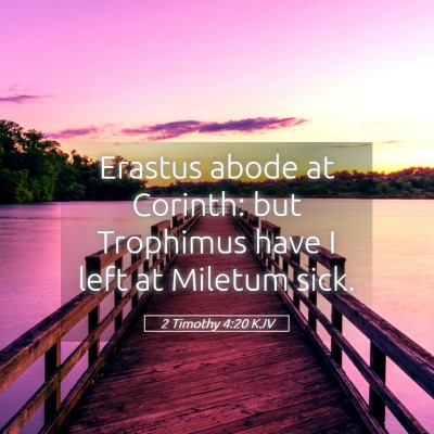 Picture 05 - 2 Timothy 4:20 KJV - Erastus abode at Corinth: but Trophimus have I - Bible Verse Picture