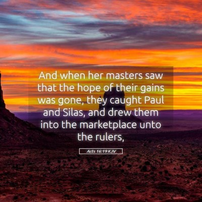 Picture 05 - Acts 16:19 KJV - And when her masters saw that the hope of their - Bible Verse Picture