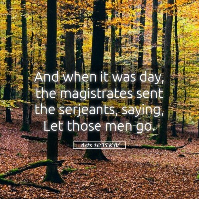 Picture 05 - Acts 16:35 KJV - And when it was day, the magistrates sent the - Bible Verse Picture