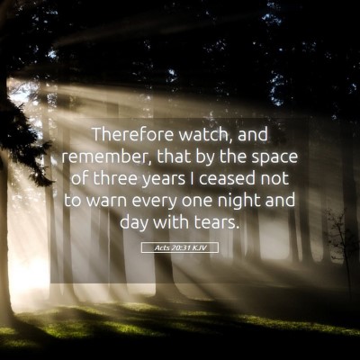 Picture 05 - Acts 20:31 KJV - Therefore watch, and remember, that by the space - Bible Verse Picture