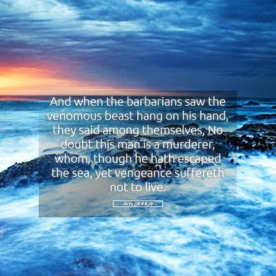 Picture 05 - Acts 28:4 KJV - And when the barbarians saw the venomous beast - Bible Verse Picture