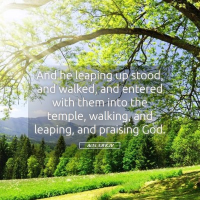 Picture 05 - Acts 3:8 KJV - And he leaping up stood, and walked, and entered - Bible Verse Picture