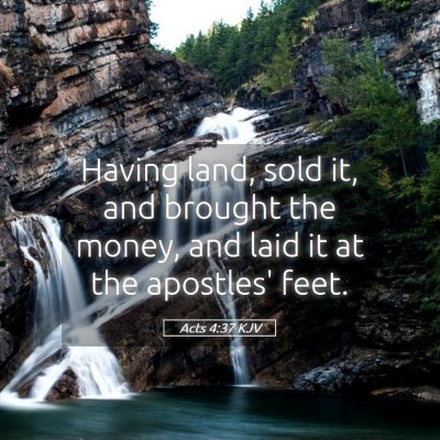 Picture 05 - Acts 4:37 KJV - Having land, sold it, and brought the money, and - Bible Verse Picture