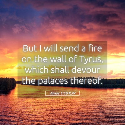 Picture 05 - Amos 1:10 KJV - But I will send a fire on the wall of Tyrus, - Bible Verse Picture