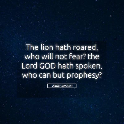 Picture 05 - Amos 3:8 KJV - The lion hath roared, who will not fear? the Lord - Bible Verse Picture