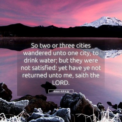 Picture 05 - Amos 4:8 KJV - So two or three cities wandered unto one city, to - Bible Verse Picture