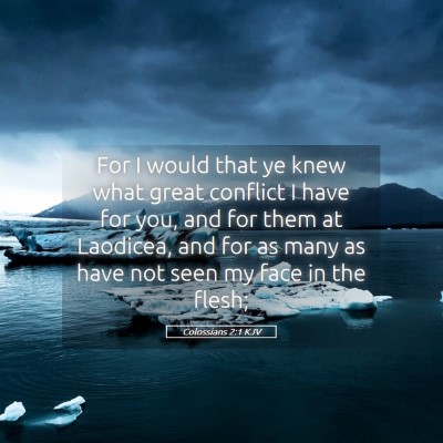 Picture 05 - Colossians 2:1 KJV - For I would that ye knew what great conflict I - Bible Verse Picture