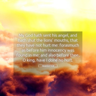 Picture 05 - Daniel 6:22 KJV - My God hath sent his angel, and hath shut the - Bible Verse Picture