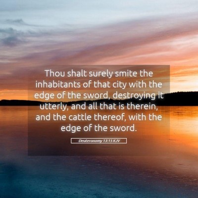 Picture 05 - Deuteronomy 13:15 KJV - Thou shalt surely smite the inhabitants of that - Bible Verse Picture