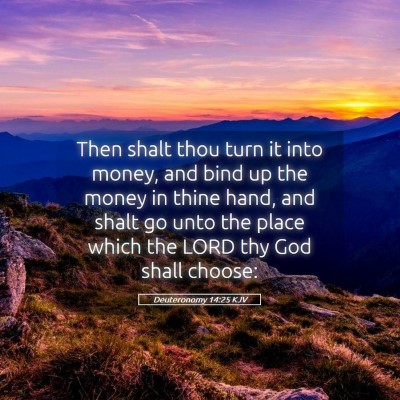 Picture 05 - Deuteronomy 14:25 KJV - Then shalt thou turn it into money, and bind up - Bible Verse Picture