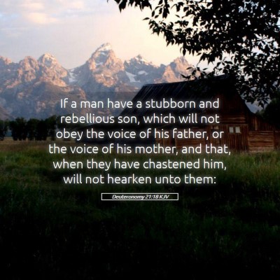Picture 05 - Deuteronomy 21:18 KJV - If a man have a stubborn and rebellious son, - Bible Verse Picture