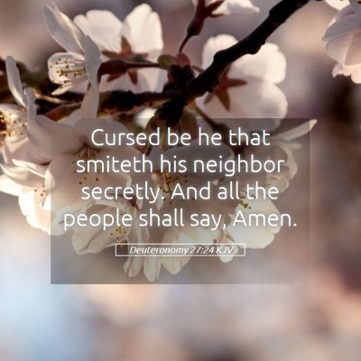 Picture 05 - Deuteronomy 27:24 KJV - Cursed be he that smiteth his neighbor secretly. - Bible Verse Picture